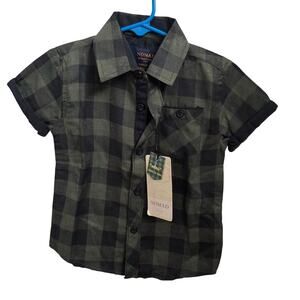 NWT Nomad black and greyb‎ checkered button up shirt size 2-3T